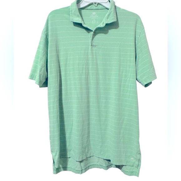 Peter Millar Seaside Wash Light Green Striped Golf Polo Shirt Size Large - Picture 5 of 9